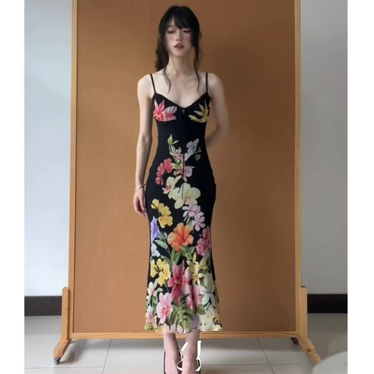 Retro Tropical Flower Halter D - Tropic Strap Vintage ulasan dan harga