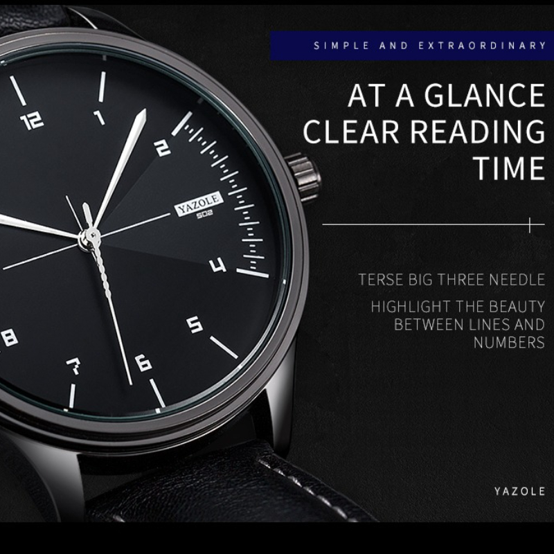 Top Brand YAZOLE Quartz Watche - Leather Watch Band Men ulasan dan harga